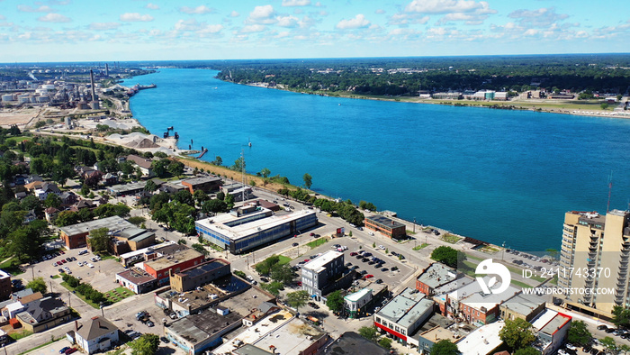Aerial scene of Sarnia, Ontario, Canada