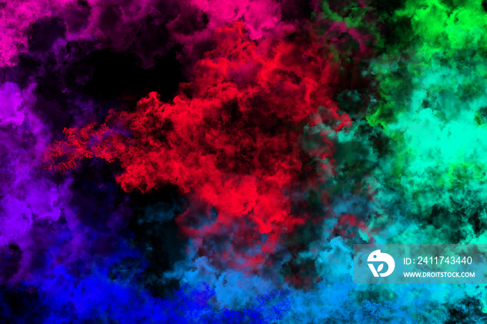 abstract colored dust explosion on a black background.abstract powder splatted background.