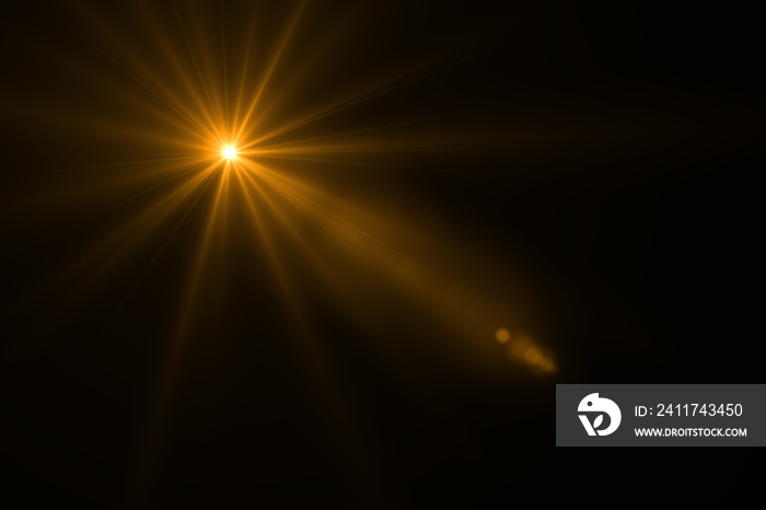 Beautiful optical lens flare effect Golden sun light