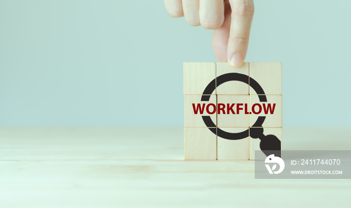 Business process and workflow. Businesss and project management concept. Reduction in errors and redundancy, increased connectivity, enhanced productivity, increased customer satisfaction.