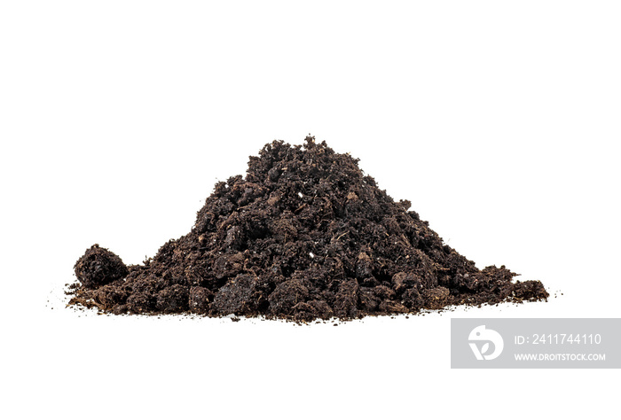 Pile of soil isolated on white background