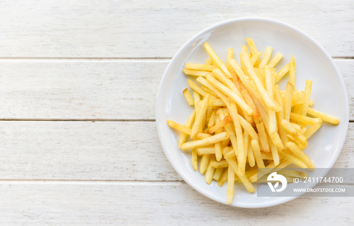 Tasty potato fries for food or snack - Fresh french fries on white plate delicious Italian meny homemade ingredients