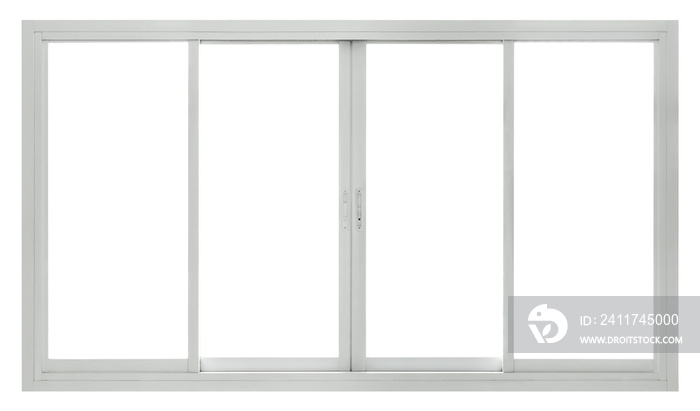 Realistic new clear pvc window isolated on white background, modern office facade frame element for workplace design