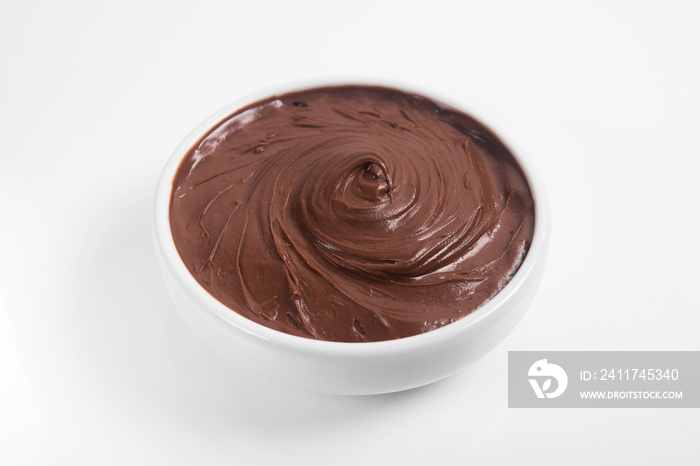 chocolate cocoa cream in a white bowl