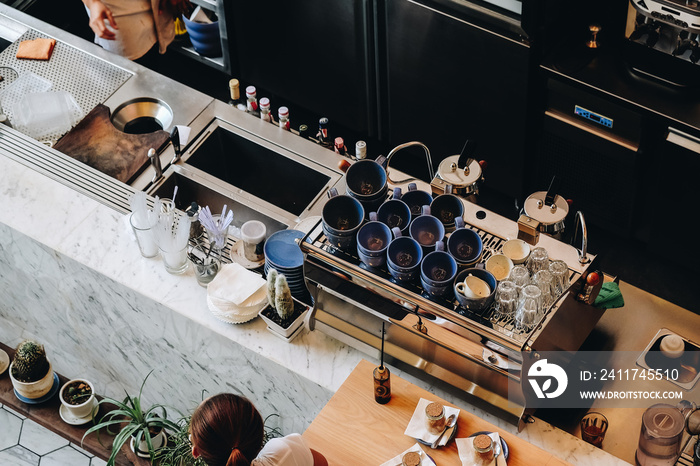 Coffee shop counter bar modern machine