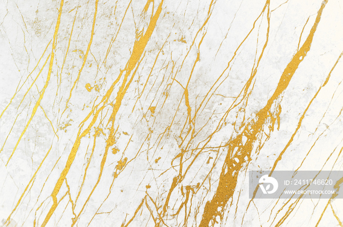 Marble texture with white and gold pattern. Luxury stone surface background