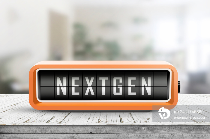 Nextgen word on an alarm device in orange color