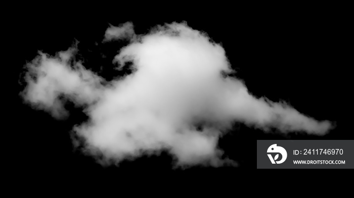 White Cloud Isolated on Black Background. Good for Atmosphere Creation. Graphic Design Resource