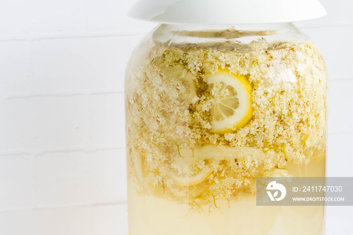 Elderberry flower drink in jar