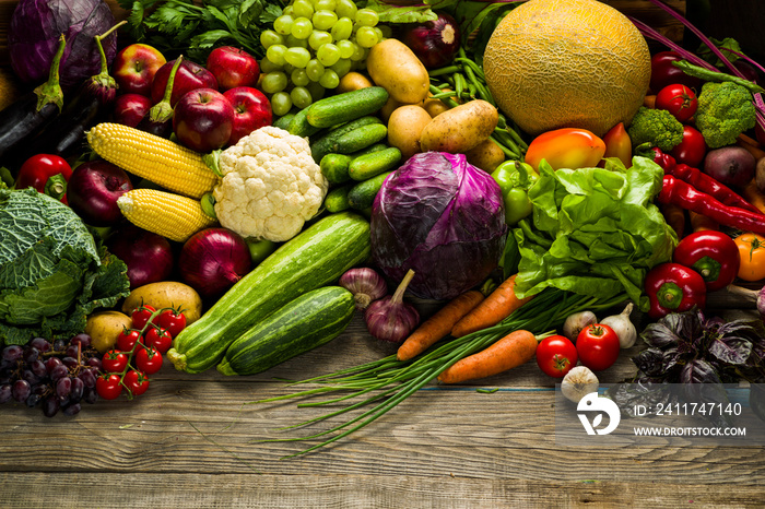 ripe vegetables from a vegetable garden on a market for sale, farmers agricultural produce counter