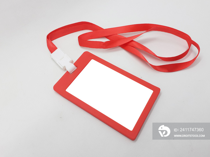 Red Colorful Modern Elegant Working Employee ID Identification Hanging Tag for Business Office Appliances Environment in White Isolated Background