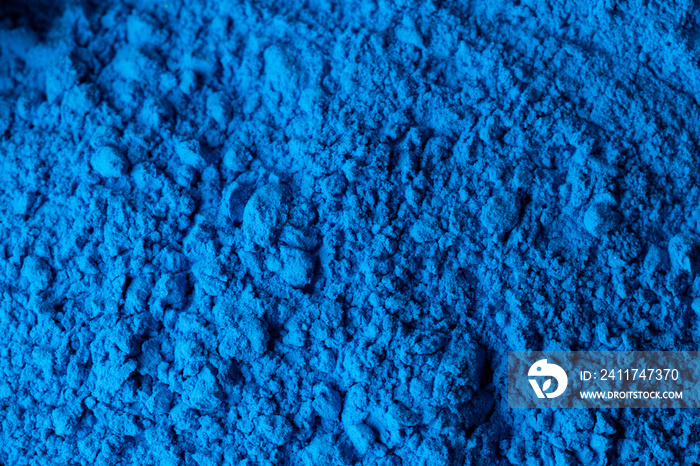 Close up of blue powder background, with copy space