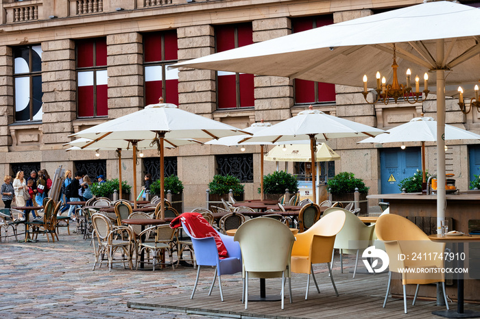 Terrace street cafe in Old Town of Riga