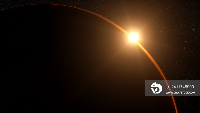 Mars sunsrise sunset from space on edge