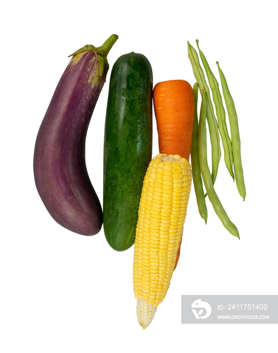 Group of fresh vegetable raw food isolated