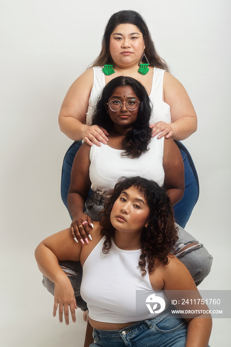 Asian trio lifestyle studio portrait shot