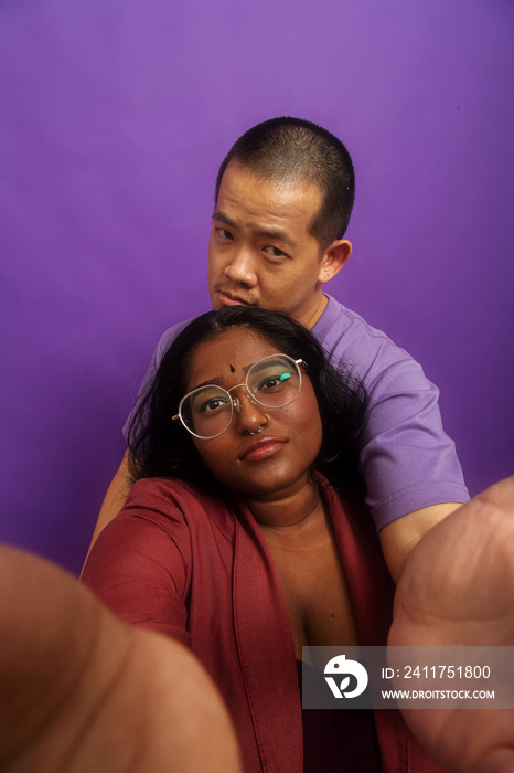 Asian duo lifestyle studio portrait shot