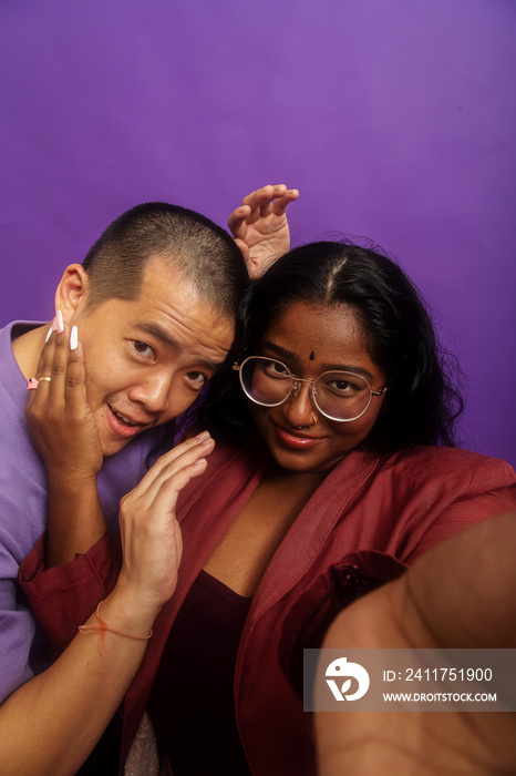 Asian duo lifestyle studio portrait shot