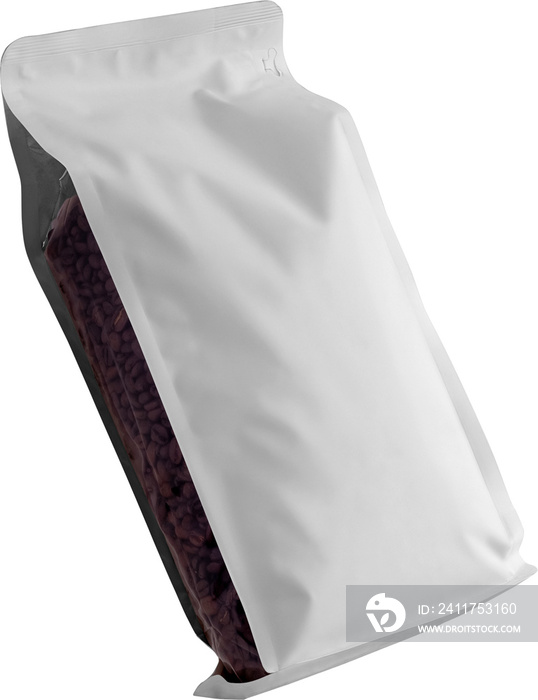 Mockup transparent white coffee pouch, png, stabilo pack for tea.