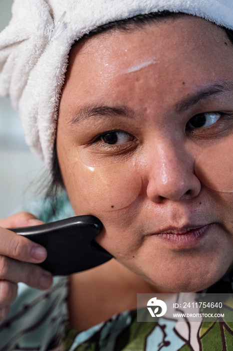 Group of friends doing their skin care together at home