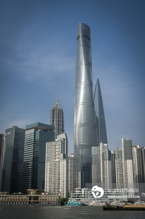 Financial district in Shanghai, with 2nd highest tower in the world