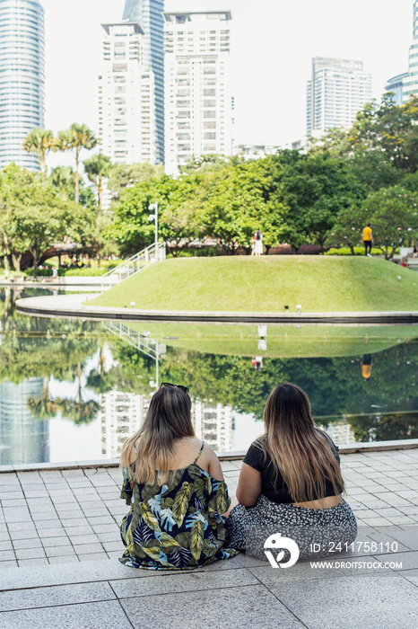 Two friends enjoying a day out in the city together