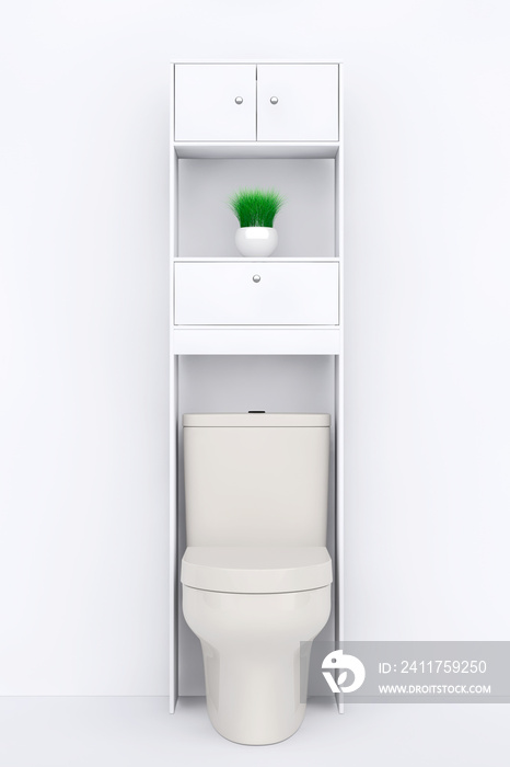 White Ceramic Toilet Bowl. 3d Rendering