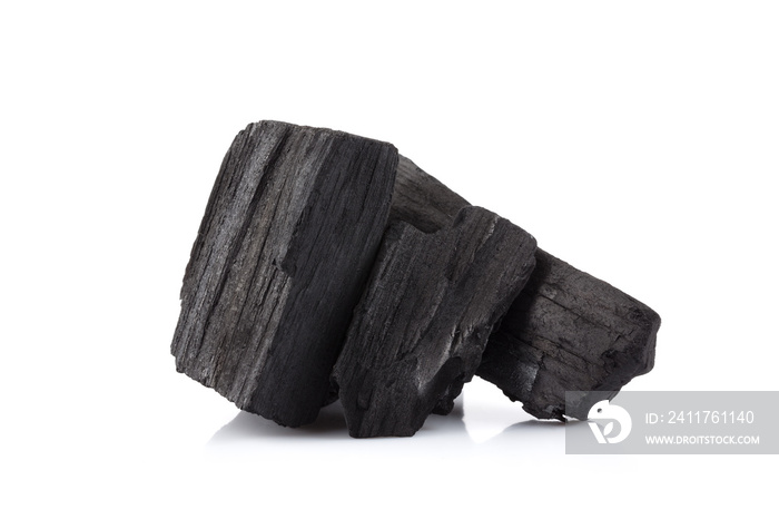 hardwood charcoal coal Isolated