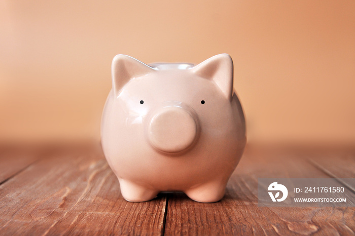 Piggy bank on a light background, a symbol of money accumulation