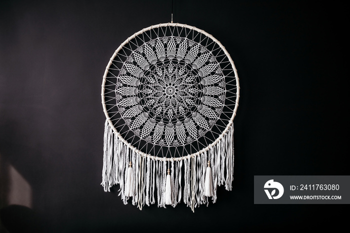 Macrame dream catcher, wall decoration in boho indian style