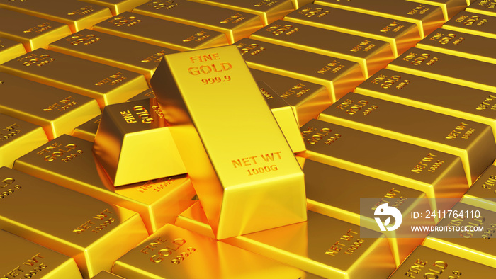 3d render of gold brick gold bar Financial concept, studio shots