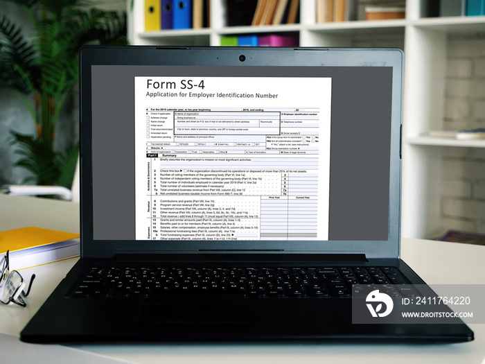 Financial concept about  Form SS-4 Application for Employer Identification Number   with phrase on the page.