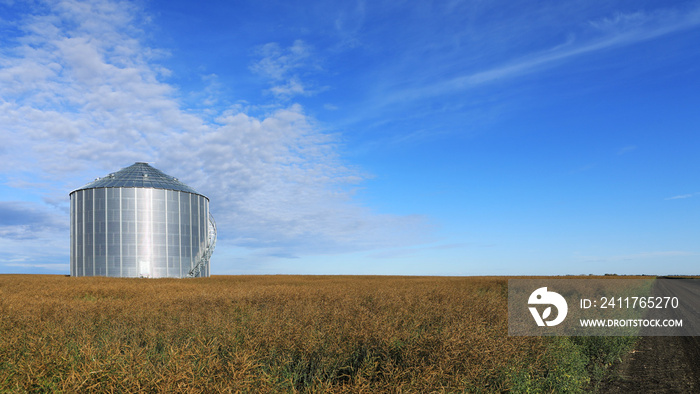 Large grain bin Saskatchewan prairies, Canada