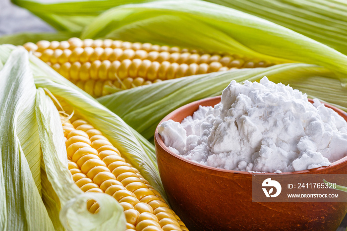 corn starch on a dark stone background