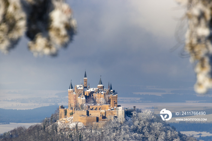 stunning views of old castle during winter