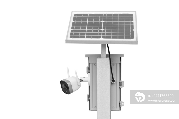 Surveillance cameras and solar panel electrical power supplies.