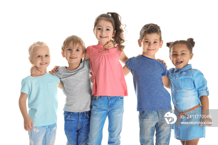 Cute little children on white background