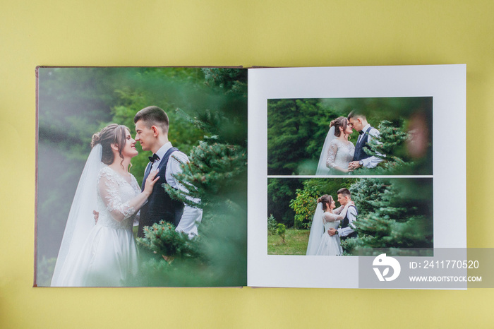 Luxury white leather wedding photo album and photo book