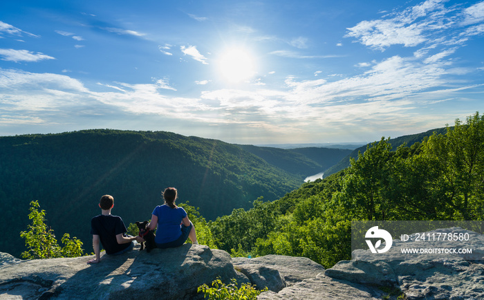 Hikers on Raven Rock in Coopers Rock State Forest WV