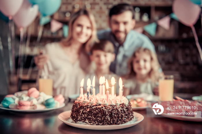 Family celebrating birthday