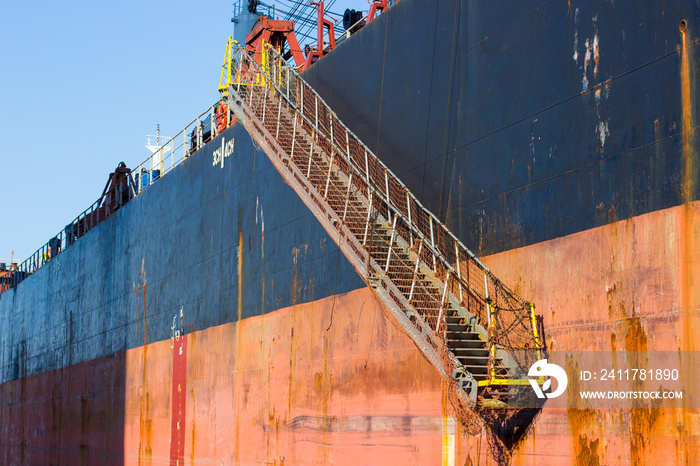 ladder on a cargo ship