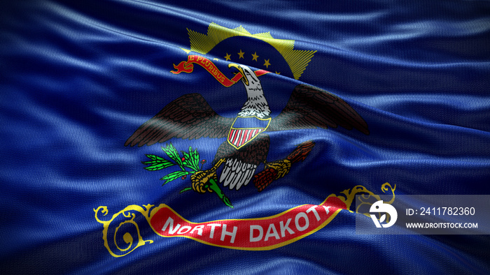 North Dakota flag USA State flag waving flag with texture background