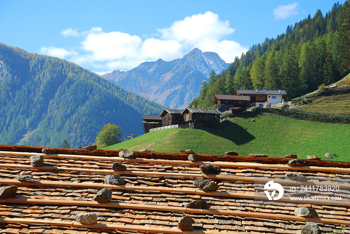 Typical roof of a Cottage in the Ultental Valley, South Tyrol, Italy