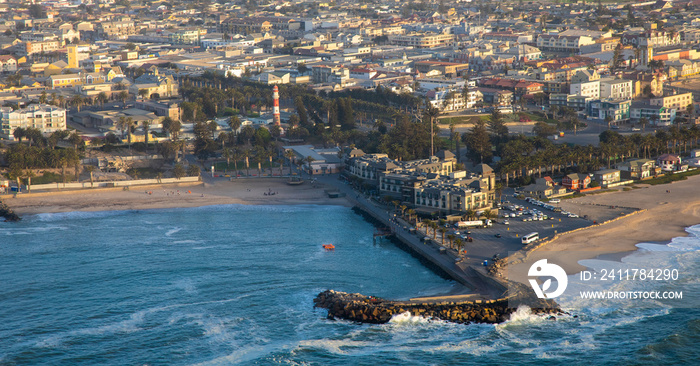 Harbour of Swakopmund with lighthouse