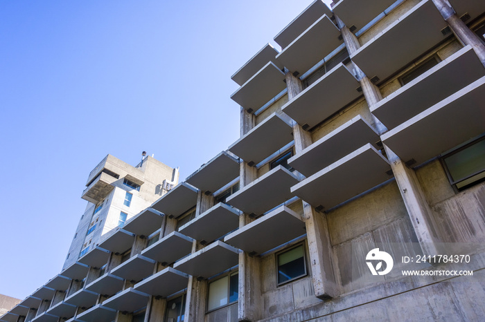 Wurster Hall, home of the renowned College of Environmental Design at University of California, Berkeley, built in the 1964 in the Brutalist architectural style