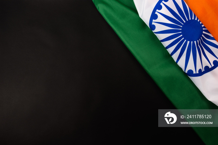 Indian republic day, flat lay top view, Indian flag