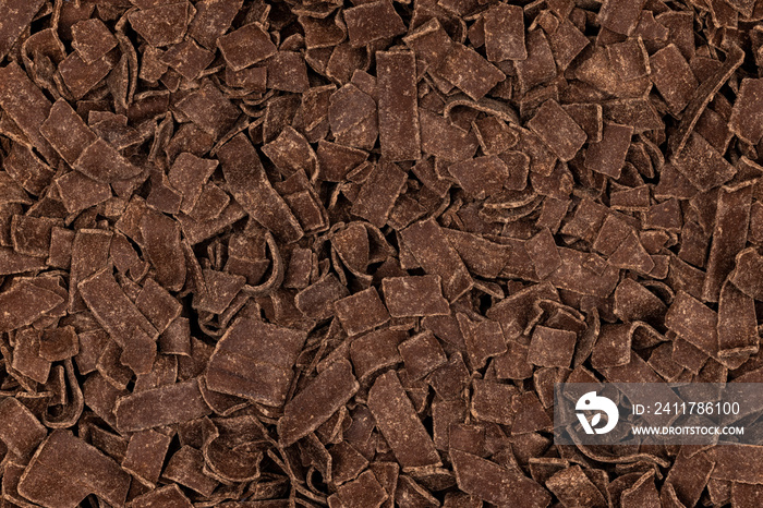 Full frame image of typical Dutch chocolade vlokken or chocolate flakes.