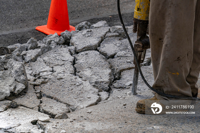 jackhammer road working detail in new york