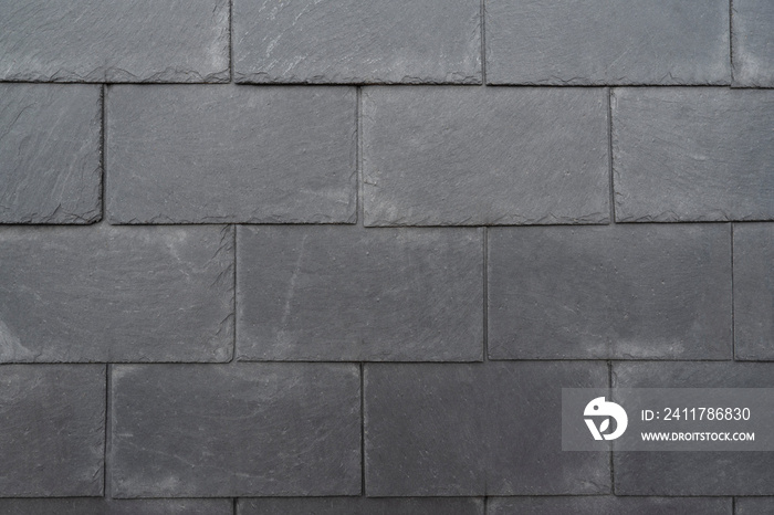 Detail of a slate roof on a house in Brittany, France