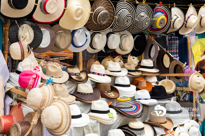 Display store of typical traditional Colombian hats